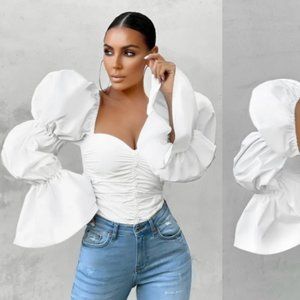 **SOLD** CLUB L LONDON WHITE PUFF TOP BODYSUIT